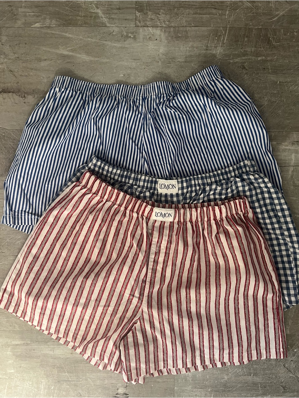 Lomon Women’s Striped& Ck Cotton Boxer Shorts - Red, Blue, Navy (3-Pack) L New